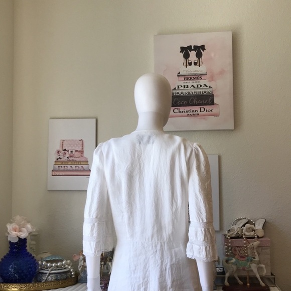 Reformation Eloise 100% linen button front dress white color size 10 - Picture 7 of 11